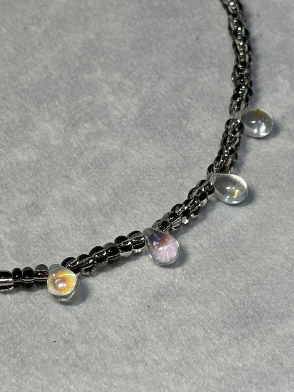 Iridescent Bead Choker Necklace - Gunmetal - Picture 2 of 2